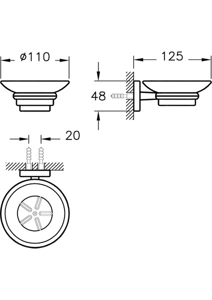 VitrA Q-Line A44992 Katı Sabunluk, Krom