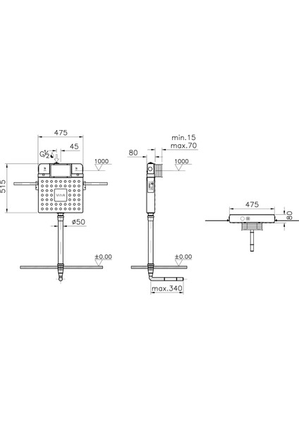 V8 768-1700-01 Gömme Rezervuar, Helataşları için, 3/6 L