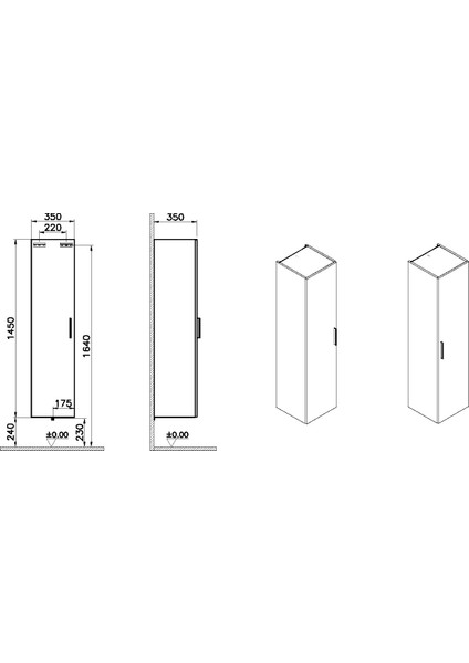 Mia 66166 Boy Dolabı 35 cm Parlak Beyaz