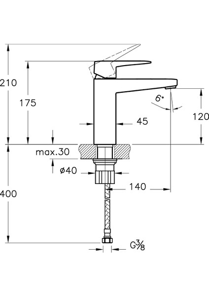 Root Square A42731 Yüksek Lavabo Bataryası, Krom