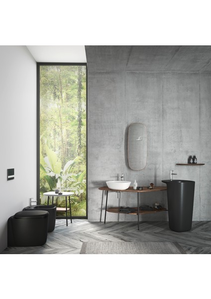 Plural 7830B483-0090 Rim-ex Asma Klozet, 55 cm, Mat Siyah fiyatları