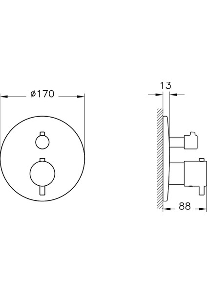 Root Round A4325829 Ankastre Termostatik Banyo Bataryası Soft Bakır