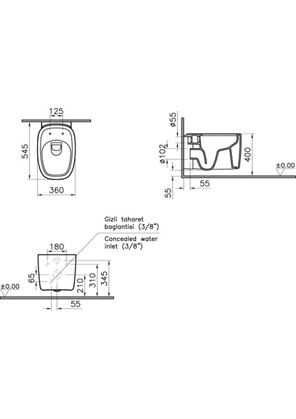 Plural 7830B401-0090 Rim-ex Asma Klozet, 55 cm, Mat Beyaz fırsatları