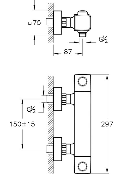 AquaHeat A47160 SS3 Duş Bataryası, Krom