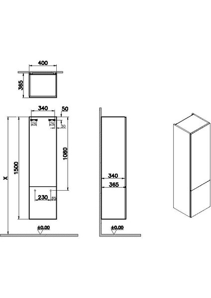 Metropole Pure 67277 Boy Dolabı, Mat Açık Gri,40 cm fiyatları