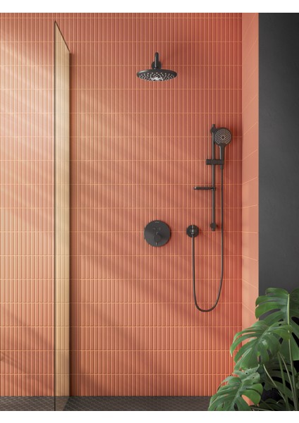 AquaHeat A4271836 Round Ankastre Termostatik Banyo Bataryası, Mat Siyah