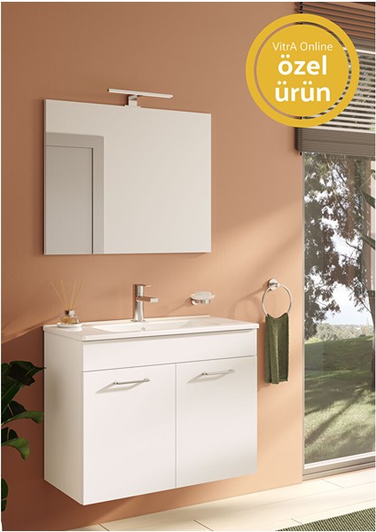 Ardea 67073 Banyo Dolabı Seti Kapaklı 80 cm Parlak Beyaz