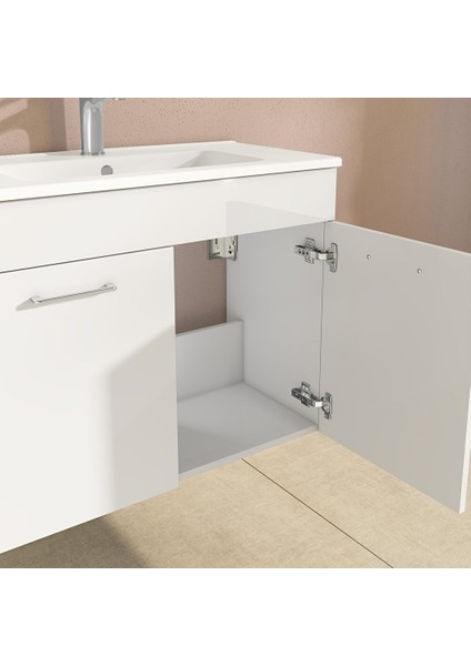Ardea 67073 Banyo Dolabı Seti Kapaklı 80 cm Parlak Beyaz modelleri