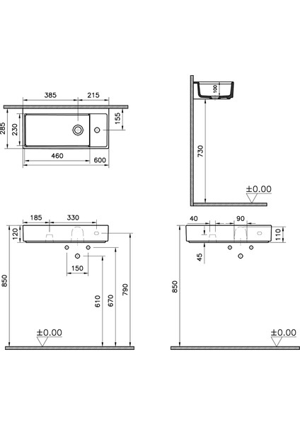 ArchiPlan 7406B003-0294 Dar Lavabo, 60x28 cm, Beyaz modelleri