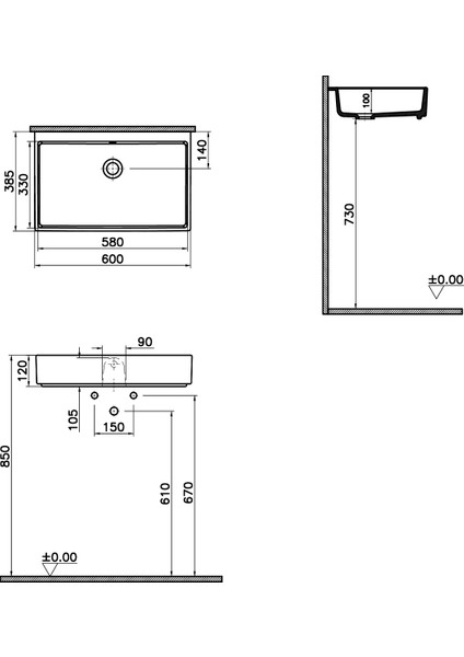 ArchiPlan 7404B076-0016 Dar Lavabo, Mat Taş Gri fiyatları