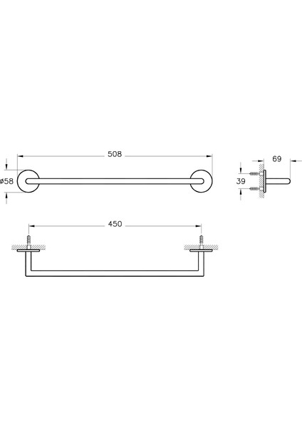 Origin A44886 Havluluk, 45 cm, Krom