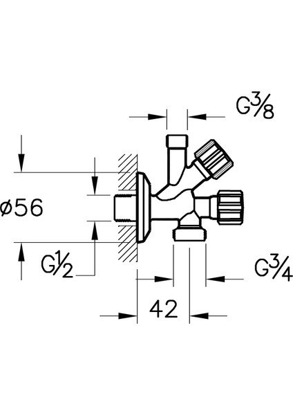 A45245 Çift Çıkışlı Ara Musluk, Krom