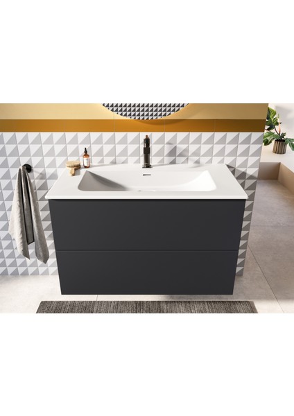 Suit A4281639 Lavabo Bataryası, Üstten Kumandalı, Parlak Siyah modelleri