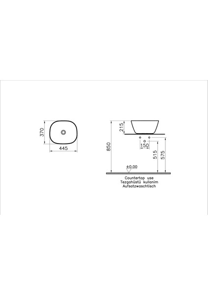 Plural 7811B474-0016 Kare Yüksek Çanak Lavabo, 45 cm, Mat Kil Beji fiyatları