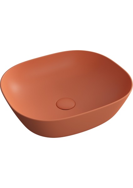 Plural 7810B477-0016 Kare Alçak Çanak Lavabo, VitrA Clean, 45 cm, Mat Terra Rossa