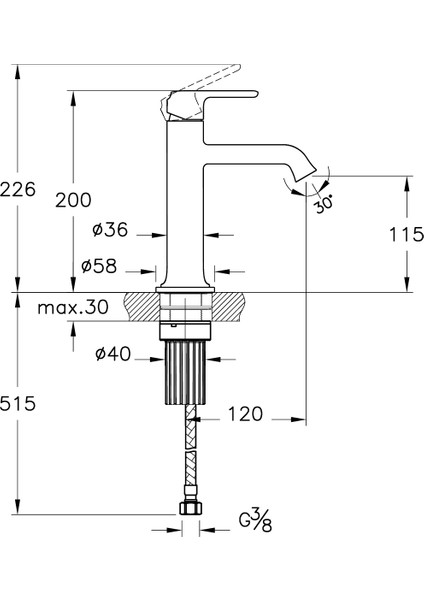 Origin A4288036 Üstten Kumandalı Lavabo Bataryası, Mat Siyah