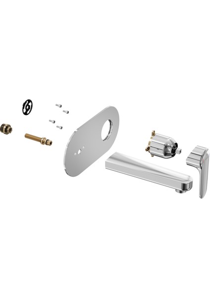 Root Round A42721 Ankastre Lavabo Bataryası, Sıva Üstü, Krom