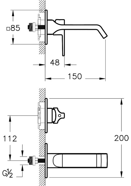 Suit A42782 Ankastre Lavabo Bataryası, Sıva Üstü, Krom