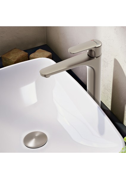 Root Round A4270734 Çanak Lavabo Bataryası, Fırçalı Nikel