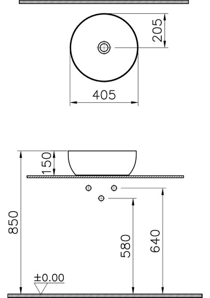 Outline Recycled 7992B066-0016 Çanak Lavabo, Mat Bej