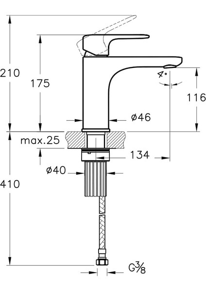 Root Round A42706 Yüksek Lavabo Bataryası, Krom