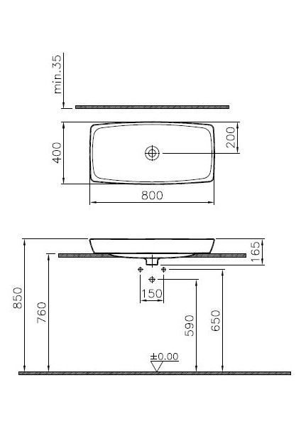 Metropole 5669B403-0016 Dikdörtgen Çanak Lavabo, VitrA Clean, 80 cm, Beyaz fiyatları