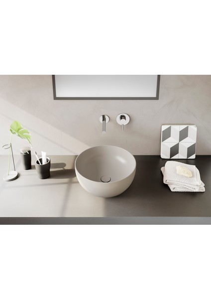 Outline Yuvarlak Çanak Lavabo, 40 cm, Mat Bej