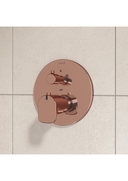 Root Round A4269526 Ankastre Termostatik Duş Bataryası, Sıva Üstü Grubu, Bakır