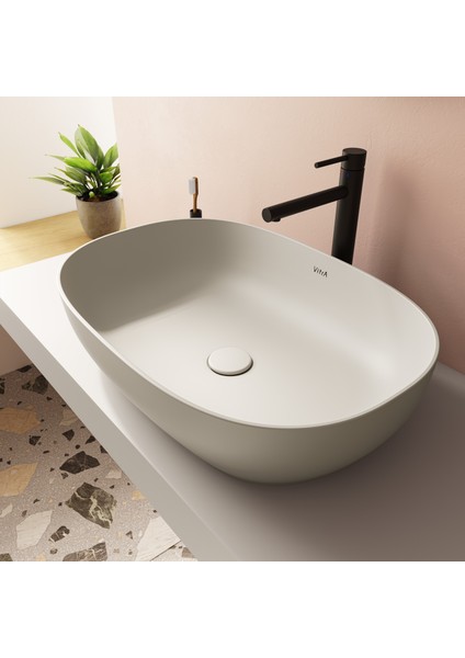 Outline 5995B420-0016 Oval Çanak Lavabo, 60 cm, Mat Bej modelleri