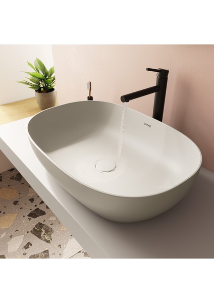 Outline 5995B420-0016 Oval Çanak Lavabo, 60 cm, Mat Bej fırsatları
