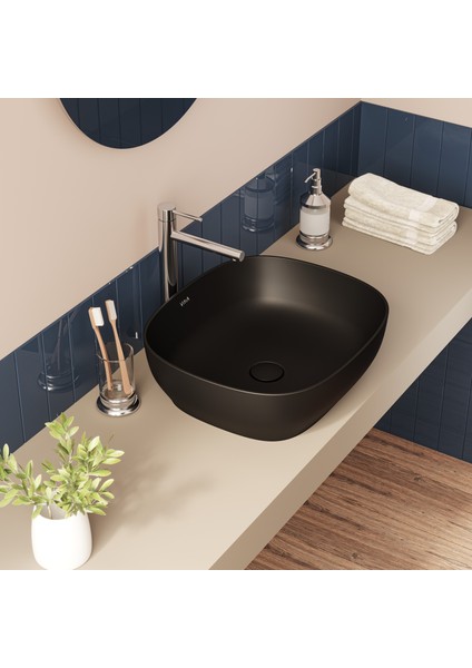 Outline 59954B483-0016 Kare Çanak Lavabo, 48 cm, Mat Siyah fiyatları