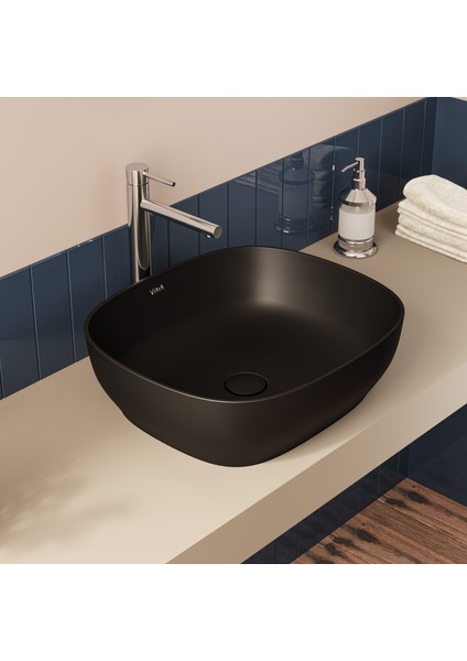 Outline 59954B483-0016 Kare Çanak Lavabo, 48 cm, Mat Siyah modelleri