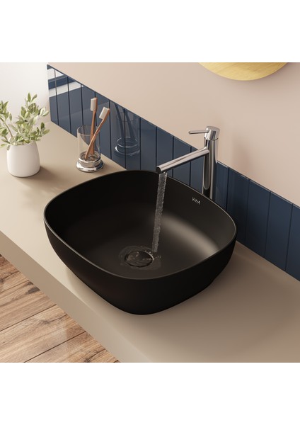 Outline 59954B483-0016 Kare Çanak Lavabo, 48 cm, Mat Siyah fırsatları