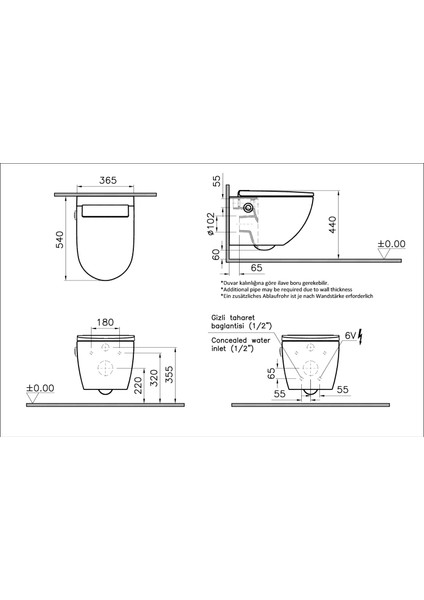 Sento 7948B403-6262 Rim-ex Temassız Asma Klozet Seti, 54 cm, Beyaz fırsatları