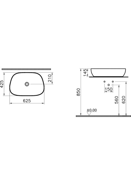 Outline 5993B483-0016 TV Çanak Lavabo, 63 cm, Mat Siyah fırsatları