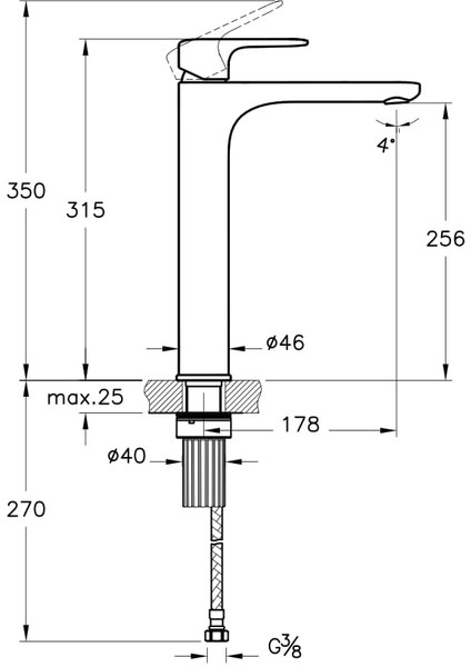 Artema Root Round  A4270736 Çanak Lavabo Bataryası, Mat Siyah