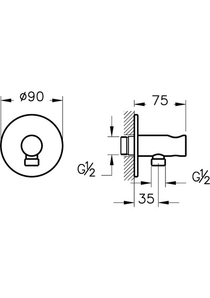 Origin A42625 Ankastre El Duşu Çıkışı, Krom