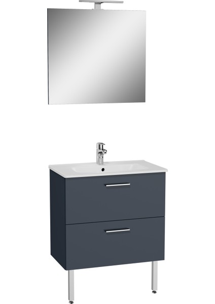 66102 Mia Banyo Dolabı Seti Çekmeceli, Ayaklı, 70 cm, Antrasit