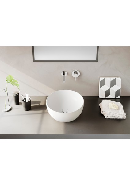 Outline 5992B401-0016 Yuvarlak Çanak Lavabo, 40 cm, Mat Beyaz