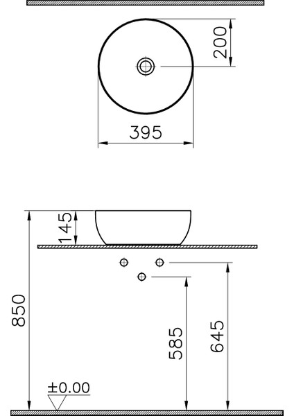 Outline 5992B401-0016 Yuvarlak Çanak Lavabo, 40 cm, Mat Beyaz