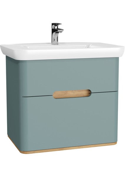 Sento 65877 Lavabo Dolabı 80 cm, çift çekmeceli, ayaksız, Mat Fiyord Yeşili