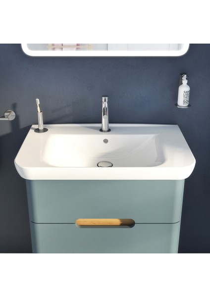 Sento 65877 Lavabo Dolabı 80 cm, çift çekmeceli, ayaksız, Mat Fiyord Yeşili