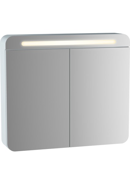 Sento 61678 Aydınlatmalı Dolaplı Ayna, 80 cm, Mat Beyaz