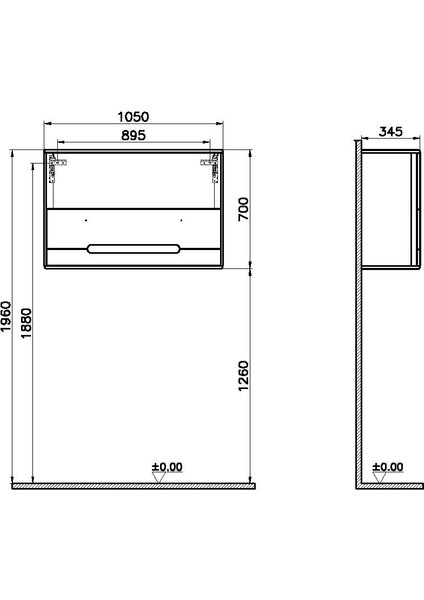 Sento 60885 Üst Dolap, 105 cm, Mat Beyaz