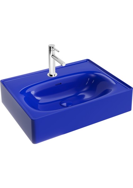 Equal 7241B440-0001 Lavabo, İndigo Mavi, 60 cm