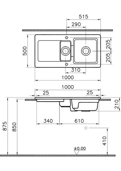 5771B003-1408 Damlalıklı 1,5 Gözlü Eviye, 100 cm