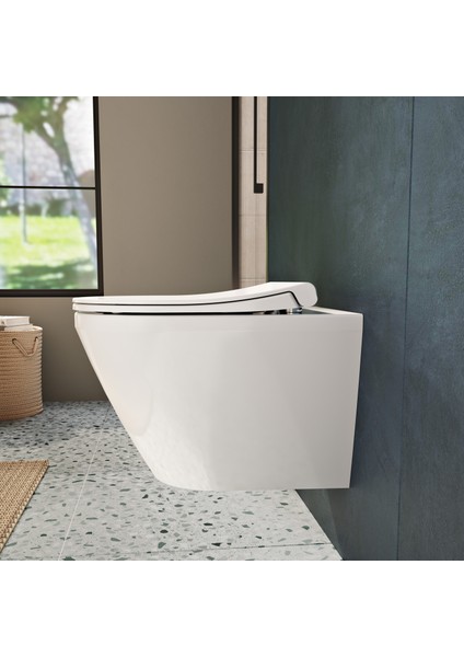 110-003R009 İnce Universal Klozet Kapağı, Yavaş Kapanır, Kolay Çıkabilir, Beyaz modelleri