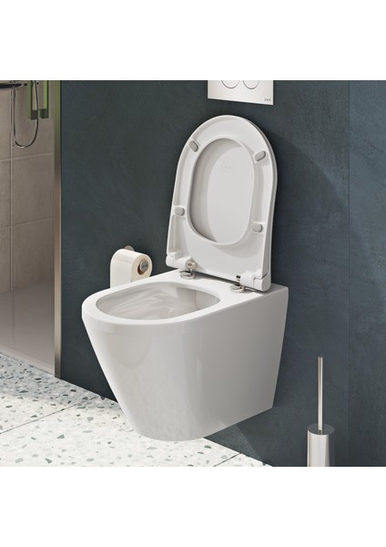 110-003R009 İnce Universal Klozet Kapağı, Yavaş Kapanır, Kolay Çıkabilir, Beyaz indirimleri