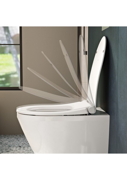 110-003R009 İnce Universal Klozet Kapağı, Yavaş Kapanır, Kolay Çıkabilir, Beyaz