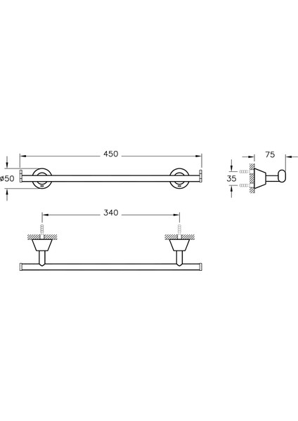 VitrA Matrix A44578 Uzun Havluluk, Krom